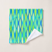 Halbjahrs-Flachbanddruck, Türkis und Limettengrün Badhandtuch Set (Waschlappen)