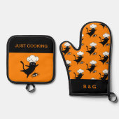 Halbkatze Ofenhandschuh & Topflappen-Set (Vorderseite)