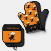 Halbkatze Ofenhandschuh & Topflappen-Set (Vorderseite/Rückseite)