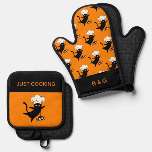 Halbkatze Ofenhandschuh & Topflappen-Set (Vorderseite/Rückseite)