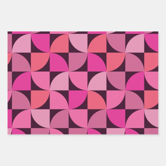 Halbkreis Mitte des Jahrhunderts Pink Coral Geschenkpapier Set (Vorderseite)