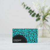 Halbkreis (Punkte) - 8 Petals - Cyan auf schwarz Visitenkarte (Stehend Vorderseite)