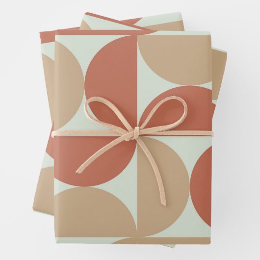 Halbkreise der Erde Mitte Jahrhundert Tone Terrako Geschenkpapier Set (Beispiel)