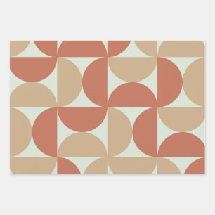 Halbkreise der Erde Mitte Jahrhundert Tone Terrako Geschenkpapier Set