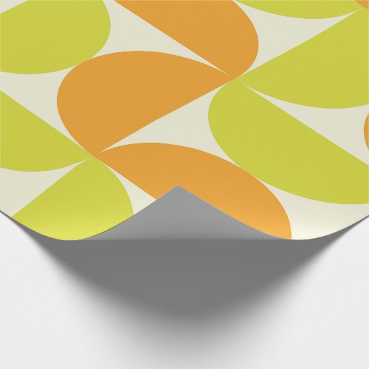 Halbkreise des mittleren Jahrhunderts Orange und G Geschenkpapier (Ecke)