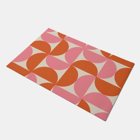 Halbkreise des mittleren Jahrhunderts Rosa und Ora Fußmatte (Schrägansicht)