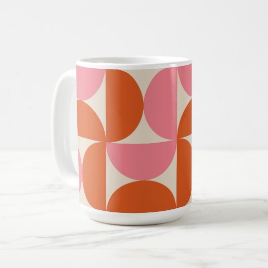 Halbkreise des mittleren Jahrhunderts Rosa und Ora Kaffeetasse (Vorderseite Links)