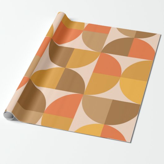 Halbkreise des orangen und braunen mittleren Jahrh Geschenkpapier (Ungerollt)