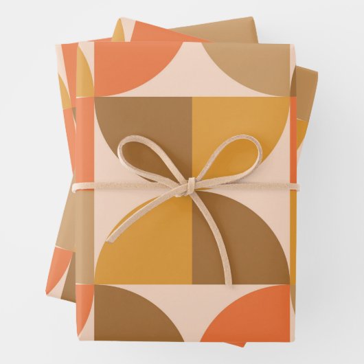 Halbkreise des orangen und braunen mittleren Jahrh Geschenkpapier Set (Beispiel)