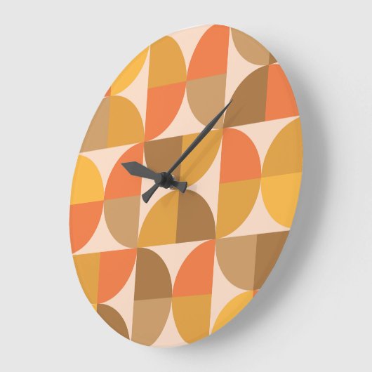 Halbkreise des orangen und braunen mittleren Jahrh Große Wanduhr (Winkel)