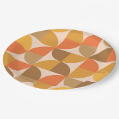 Halbkreise des orangen und braunen mittleren Jahrh Pappteller (Schrägansicht)