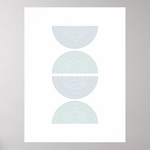 Halbkreise für Minimalistische Kunst in Blau und G Poster