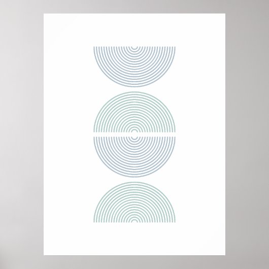 Halbkreise für Minimalistische Kunst in Blau und G Poster (Vorne)