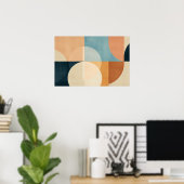 Halbkreise in Beige, Braun und Schwarz Poster (Heimbüro)