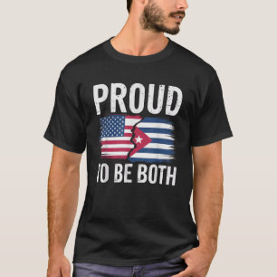 Halbkubanische Half-Amerikanisches Land USA Flagge T-Shirt