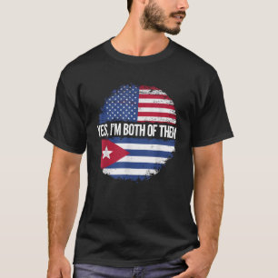 Halbkubanische Half-Amerikanisches Land USA Flagge T-Shirt