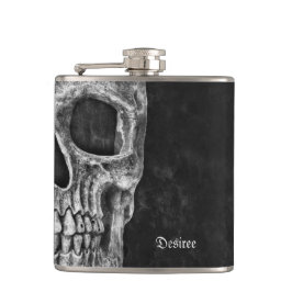Halbkugel Kopf Gothic Cool Schwarz/Weiß Grunge Flachmann