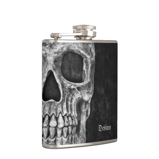 Halbkugel Kopf Gothic Cool Schwarz/Weiß Grunge Flachmann (Rechts)