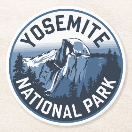 Halbkuppel Yosemite RundEmblem Runder Pappuntersetzer