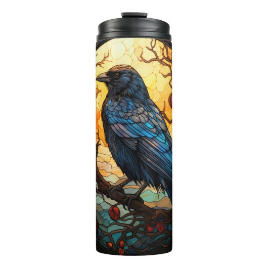 Halblass Halloween Raven Tumbler Thermosbecher (Vorderseite)
