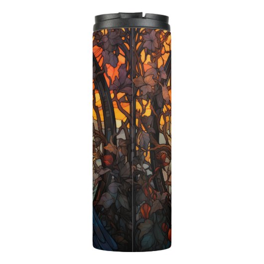 Halblass Halloween Raven Tumbler Thermosbecher (Rückseite)