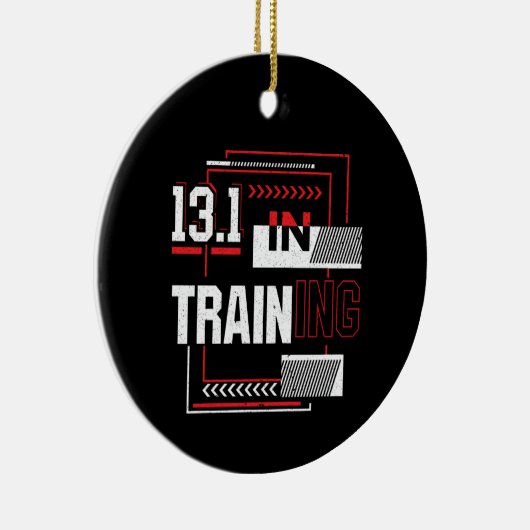 Halbmarathon 13.1 in Training Abstrakt Runner Keramik Ornament (Rechts)