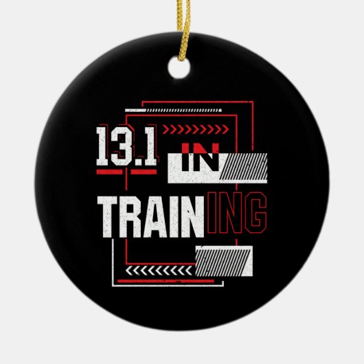 Halbmarathon 13.1 in Training Abstrakt Runner Keramik Ornament (Vorne)