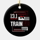 Halbmarathon 13.1 in Training Abstrakt Runner Keramik Ornament (Hinten)