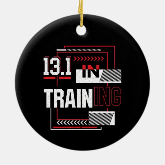 Halbmarathon 13.1 in Training Abstrakt Runner Keramik Ornament (Hinten)