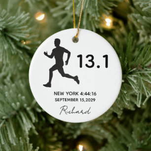 Halbmarathon 13,1 Männlicher Läufer Benutzerdefini Keramik Ornament