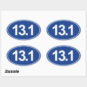 Halbmarathon 13,1 Meilen Oval Sticker (blau) (Blatt)