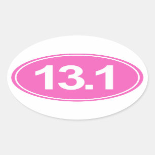 Halbmarathon 13,1 Meilen Ovalaufkleber (rosa) Ovaler Aufkleber