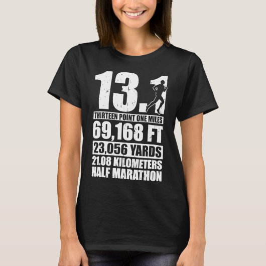 Halbmarathon 13,1 Meilen Running Runner T-Shirt (Vorderseite)