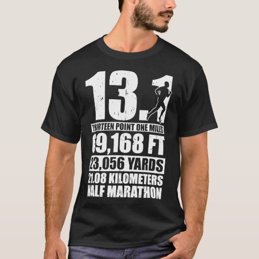 Halbmarathon 13,1 Meilen Running Runner T-Shirt (Vorderseite)