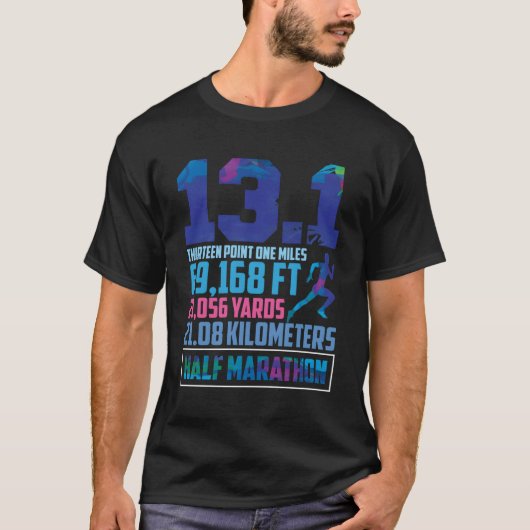Halbmarathon 13,1 Meilen Running Runner T-Shirt (Vorderseite)