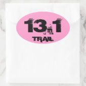 Halbmarathon 13.1 Trail Oval Decal Schwarz auf Ros Ovaler Aufkleber (Tasche)