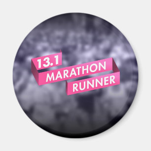 Halbmarathon-Läufer-Rosa-Band-Krebs-Bewusstsein Magnet