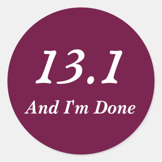 Halbmarathonläufer 13.1 Aufkleber (Burgund) (Vorderseite)