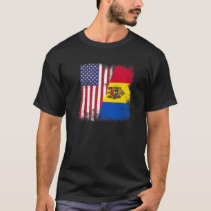 Halbmoldauische Flagge Vintage Moldau USA-Gesche T-Shirt