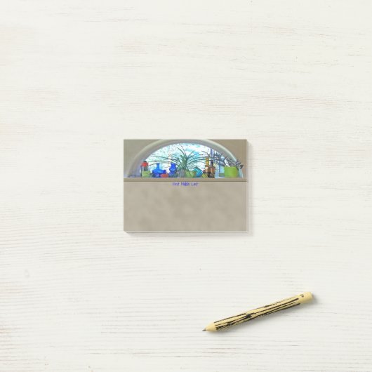 Halbmond-Fenster-Aquarell-Digital-Grafik Post-it Klebezettel (Auf Schreibtisch)