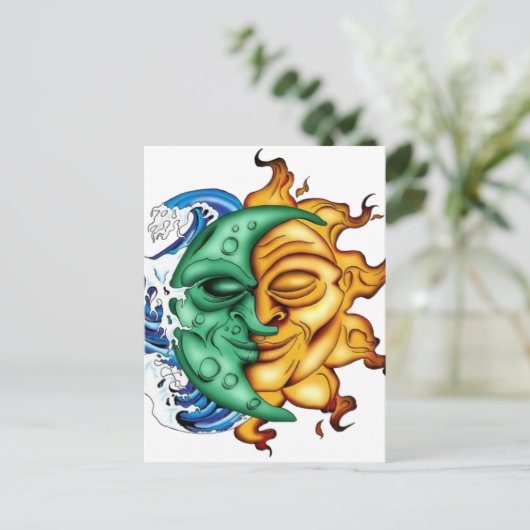 Halbmond Halbsonne Postkarte (Stehend Vorderseite)