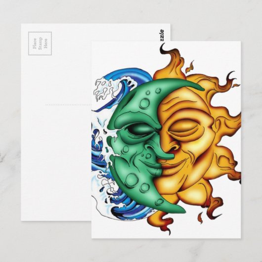 Halbmond Halbsonne Postkarte (Vorne/Hinten)