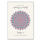 Halbmond-Mandala-Hochzeitsplatzkarte Tischnummer (Vorderseite)