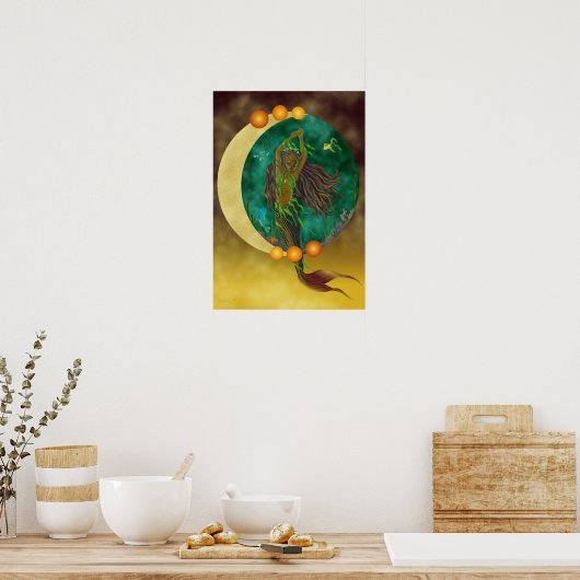 Halbmond Mermaid Print Poster (Küche)