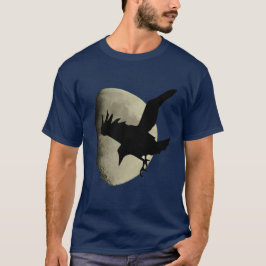 Halbmond mit fliegender roter Crow-Silhouette T-Shirt