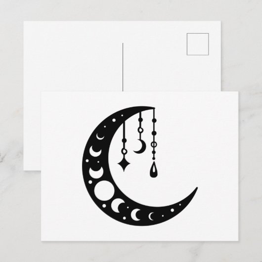 Halbmond, Mondphasen Postkarte (Vorne/Hinten)