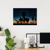 Halbmond und ein Stern auf Sonnenuntergang Poster (Heimbüro)