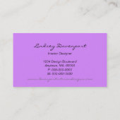 Halbmond-Visitenkarte, Lavendel Visitenkarte (Rückseite)
