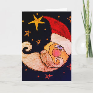Halbmond-Weihnachtsmann-Abstraktkunst Karte