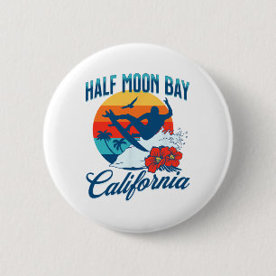 Halbmond Y Kalifornien Strand Surf Sommerferien  Button